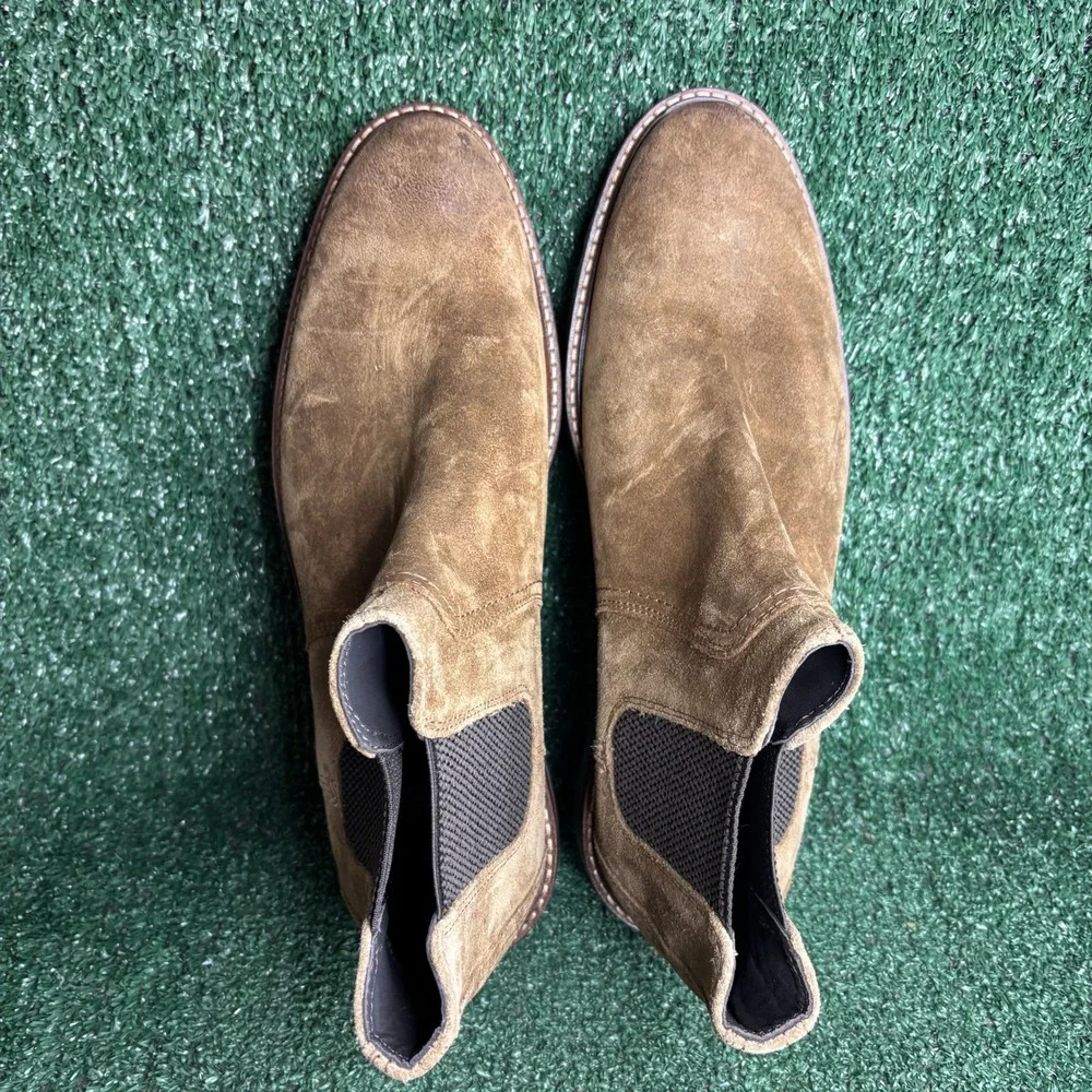 NEW Johnston Murphy Barrett Suede Chelsea Lug Sole Ankle Boots Tan Mens 11.5 M